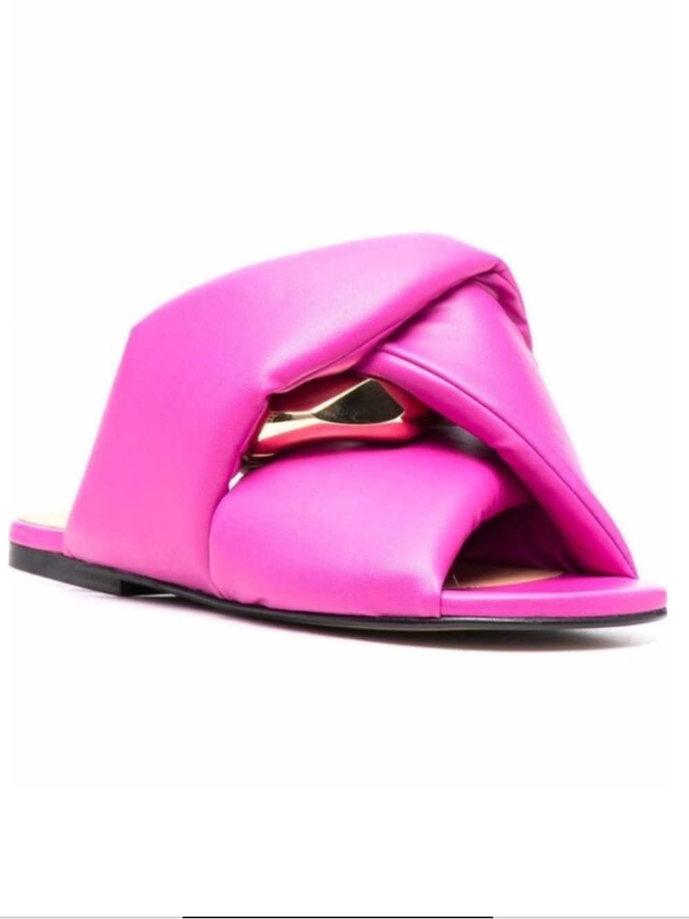 JW ANDERSON Chain flat sandals Hot Pink Knotted Slide Sandals with Gold Sz 6.5